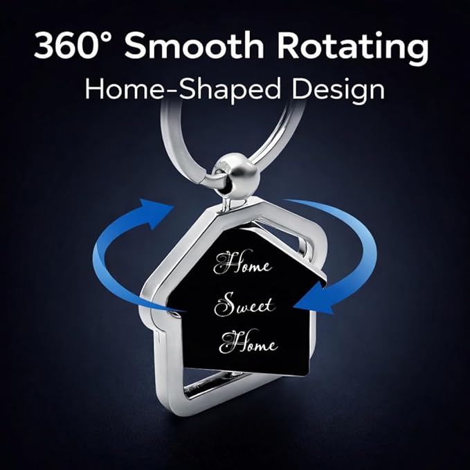 Personalized Home Sweet Home Rotating Metal Keychain Black